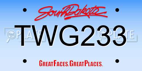 TWG233 South Dakota License Plate