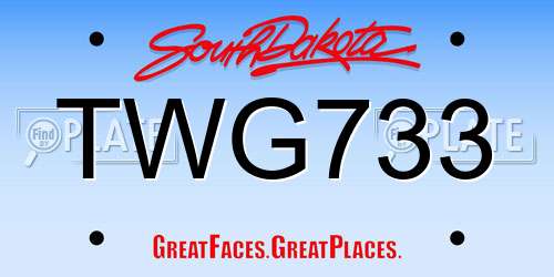 TWG733 South Dakota License Plate
