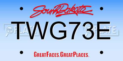 TWG73E South Dakota License Plate