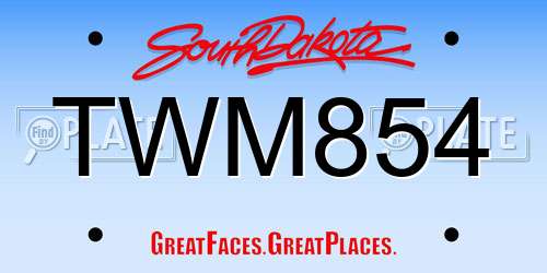 TWM854 South Dakota License Plate