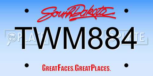 TWM884 South Dakota License Plate