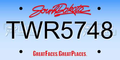 TWR5748 South Dakota License Plate