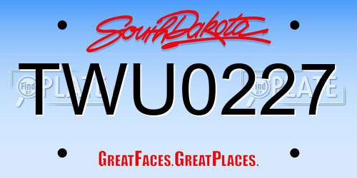 TWU0227 South Dakota License Plate