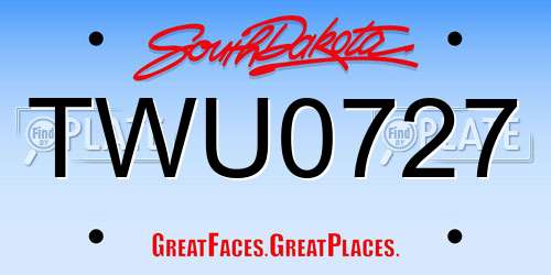 TWU0727 South Dakota License Plate