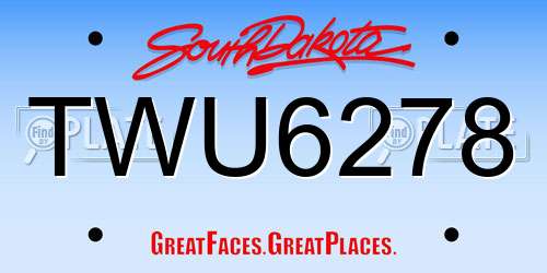 TWU6278 South Dakota License Plate