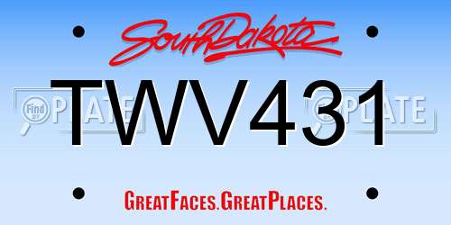 TWV431 South Dakota License Plate