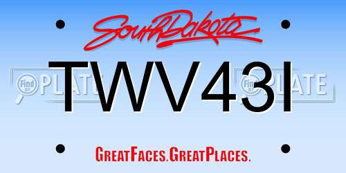 TWV43I South Dakota License Plate