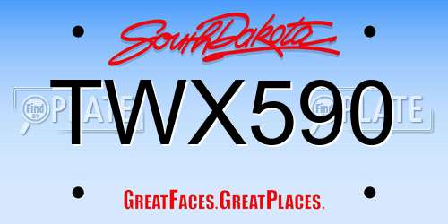 TWX590 South Dakota License Plate