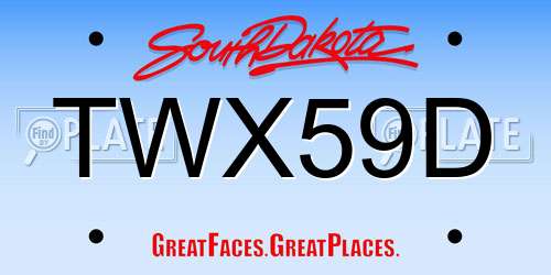 TWX59D South Dakota License Plate