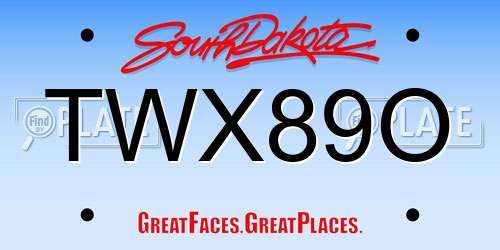 TWX89O South Dakota License Plate