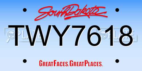 TWY7618 South Dakota License Plate