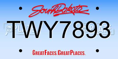 TWY7893 South Dakota License Plate