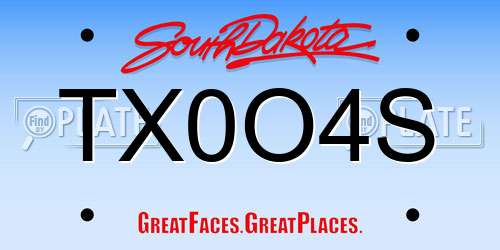 TX0O4S South Dakota License Plate