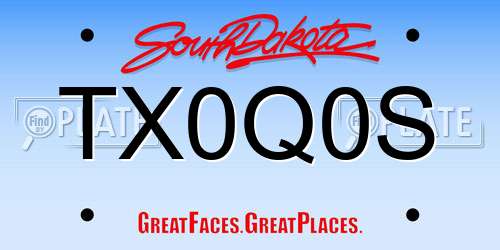 TX0Q0S South Dakota License Plate