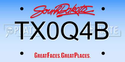 TX0Q4B South Dakota License Plate