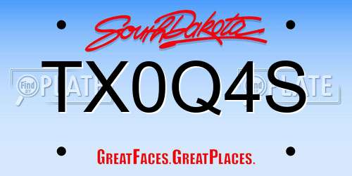 TX0Q4S South Dakota License Plate