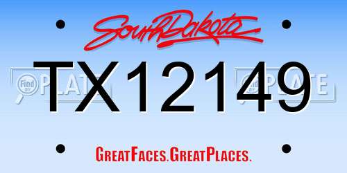 TX12149 South Dakota License Plate