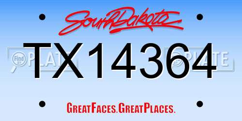 TX14364 South Dakota License Plate