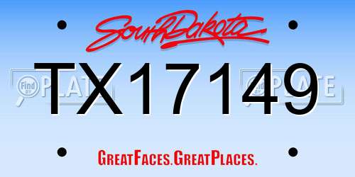 TX17149 South Dakota License Plate