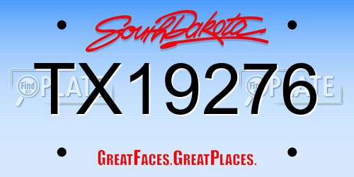 TX19276 South Dakota License Plate