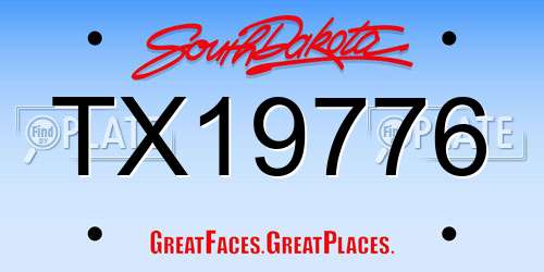 TX19776 South Dakota License Plate