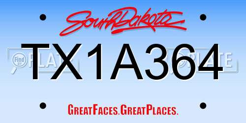 TX1A364 South Dakota License Plate