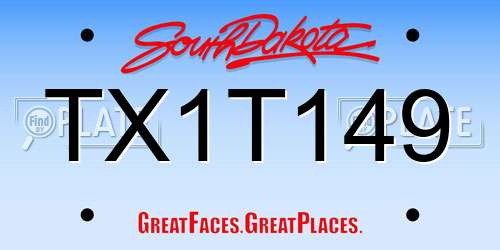 TX1T149 South Dakota License Plate