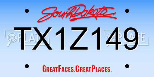 TX1Z149 South Dakota License Plate