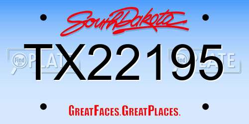 TX22195 South Dakota License Plate