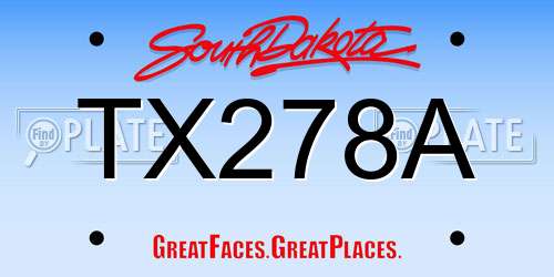 TX278A South Dakota License Plate