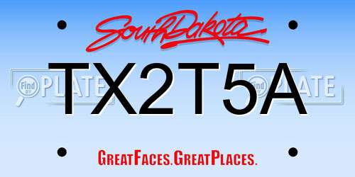 TX2T5A South Dakota License Plate
