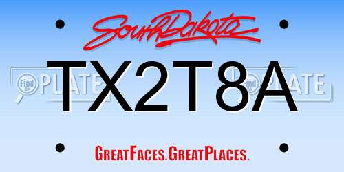 TX2T8A South Dakota License Plate
