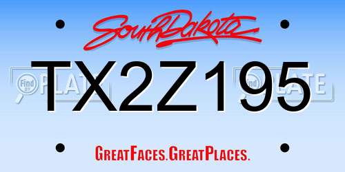 TX2Z195 South Dakota License Plate