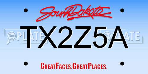 TX2Z5A South Dakota License Plate