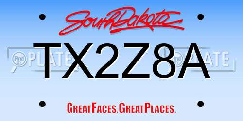 TX2Z8A South Dakota License Plate