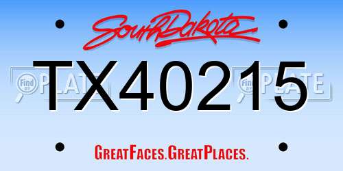 TX40215 South Dakota License Plate