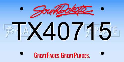 TX40715 South Dakota License Plate
