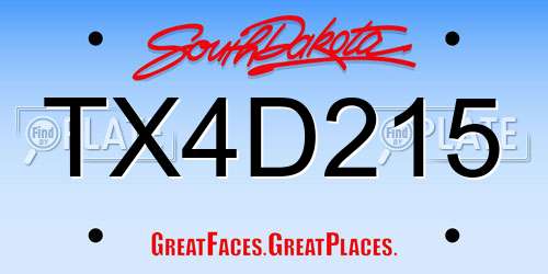 TX4D215 South Dakota License Plate