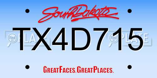 TX4D715 South Dakota License Plate