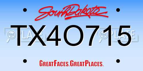 TX4O715 South Dakota License Plate