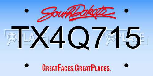 TX4Q715 South Dakota License Plate