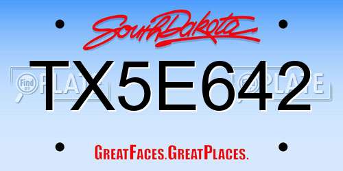 TX5E642 South Dakota License Plate