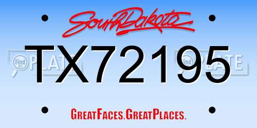TX72195 South Dakota License Plate