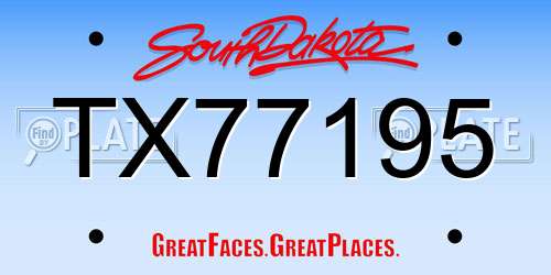 TX77195 South Dakota License Plate