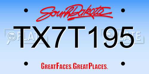 TX7T195 South Dakota License Plate