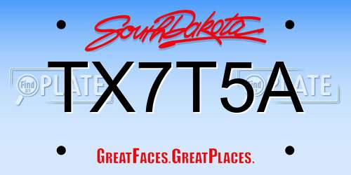 TX7T5A South Dakota License Plate