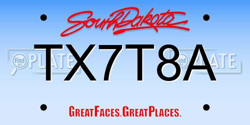 TX7T8A South Dakota License Plate