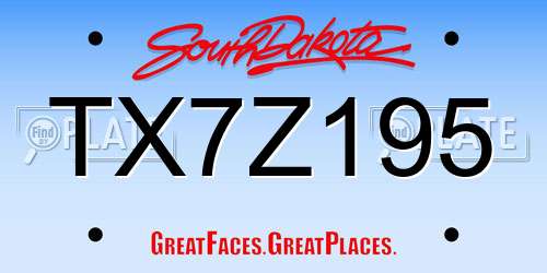 TX7Z195 South Dakota License Plate