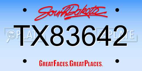 TX83642 South Dakota License Plate