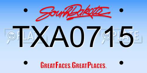 TXA0715 South Dakota License Plate